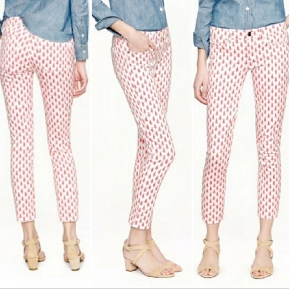 JCREW Matchstick Cropped Pants, tulip print, EUC.